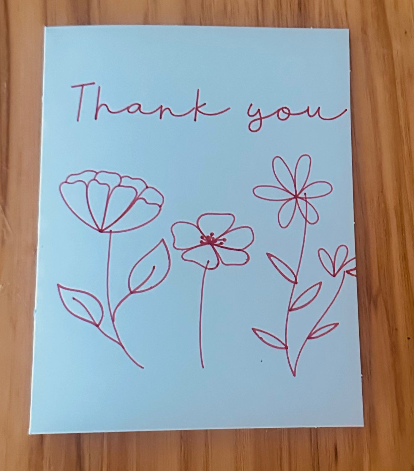 Handmade floral thank you card
