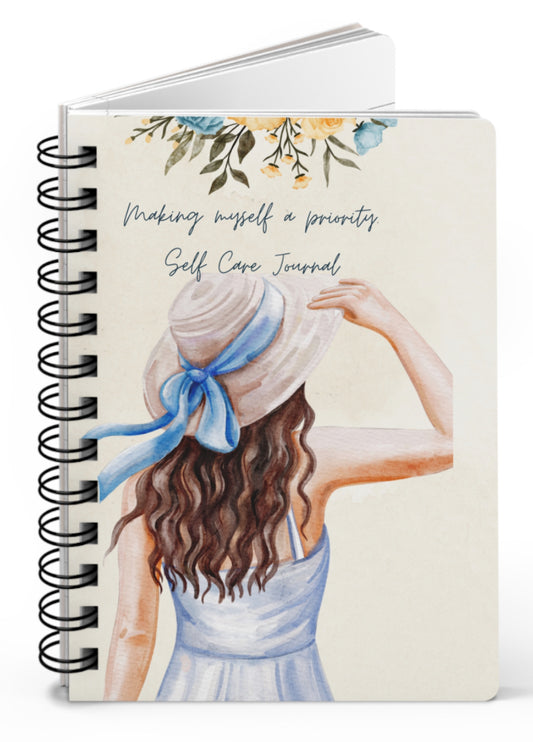 Self Care Spiral Bound Journal, Inspirational Journal for Mindfulness, Wellness Planner, Guided Journal, Gift for Her, Floral Design