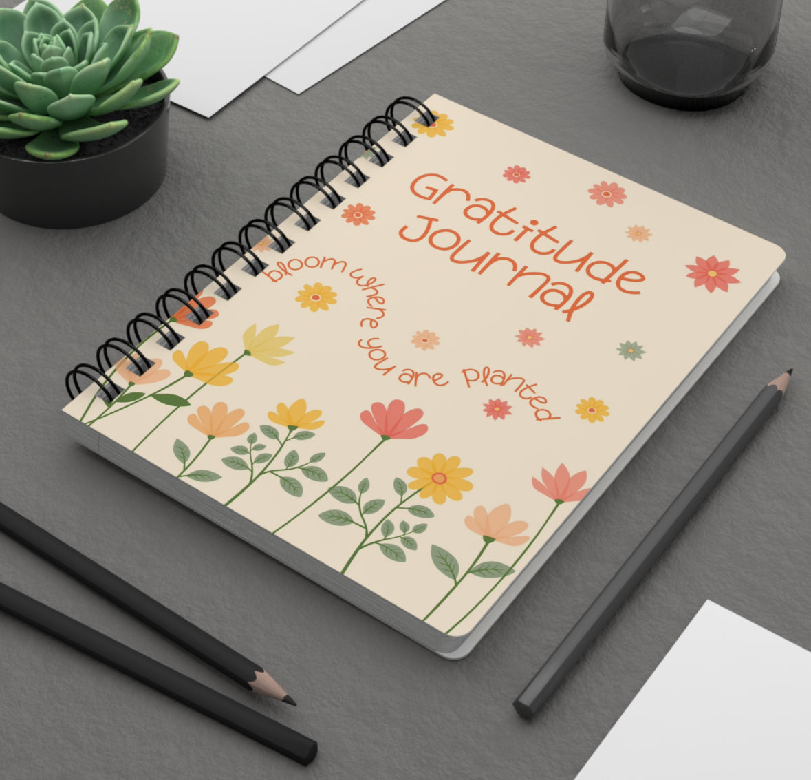 Floral Gratitude Journal, Inspirational Notebook, Self-Care Diary, Gift for
Women, Bloom Where You're Planted