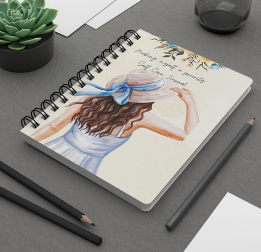 Self Care Spiral Bound Journal, Inspirational Journal for Mindfulness, Wellness Planner, Guided Journal, Gift for Her, Floral Design