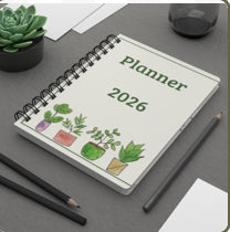 Charming Spiral Bound Journal for Plant Lovers, 2026 Planner, Eco-friendly Notebook, Gift for Gardeners, Creative Writing Diary